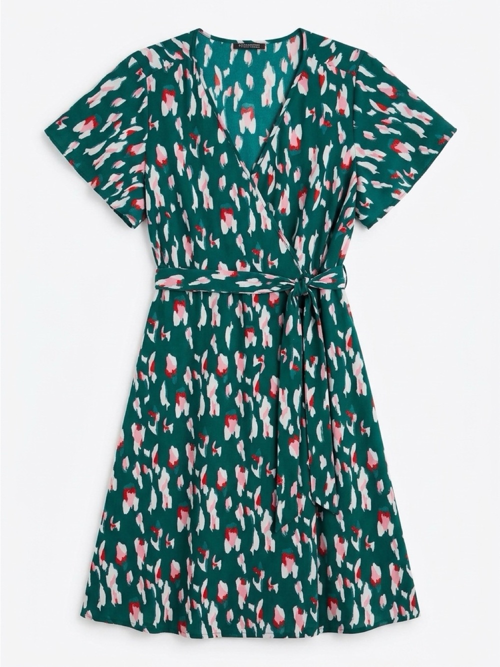 Women's Teal Floral Wrap Dress